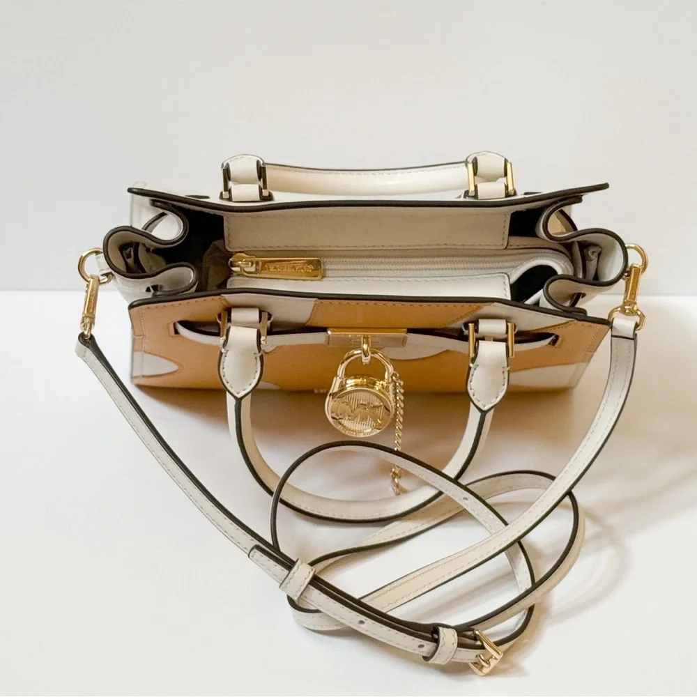 Michael Kors Hamilton Small Satchel Shoulder  Bag Graphic Logo Golden Rod Multi - Picture 8 of 15